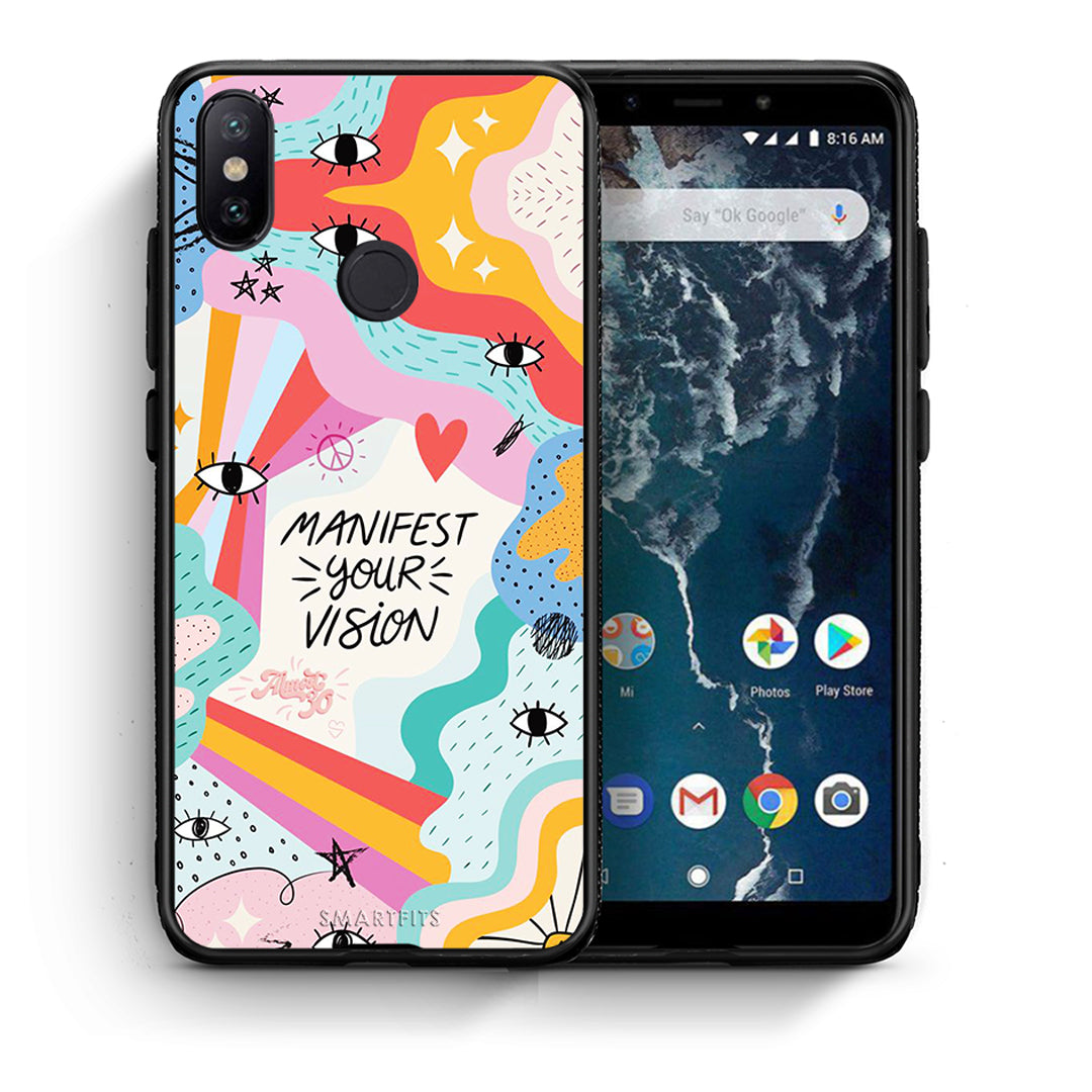 Θήκη Xiaomi Mi A2 Manifest Your Vision από τη Smartfits με σχέδιο στο πίσω μέρος και μαύρο περίβλημα | Xiaomi Mi A2 Manifest Your Vision case with colorful back and black bezels