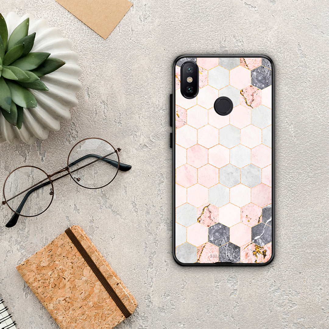 Marble Hexagon Pink - Xiaomi Mi A2 case