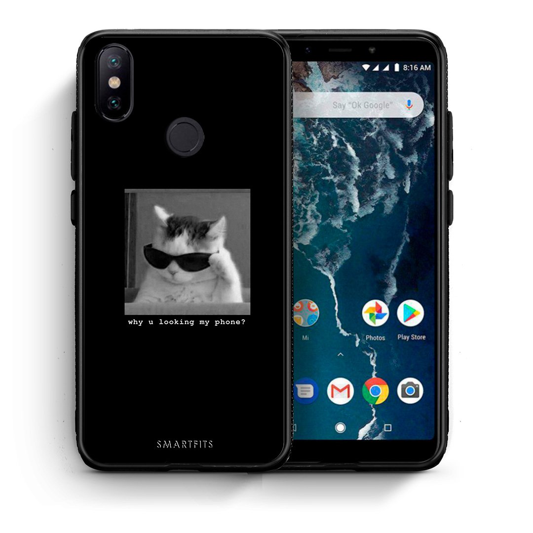 Θήκη Xiaomi Mi A2 Meme Cat από τη Smartfits με σχέδιο στο πίσω μέρος και μαύρο περίβλημα | Xiaomi Mi A2 Meme Cat case with colorful back and black bezels