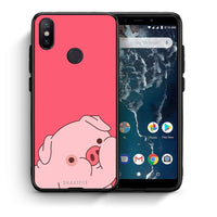 Thumbnail for Θήκη Αγίου Βαλεντίνου Xiaomi Mi A2 Pig Love 1 από τη Smartfits με σχέδιο στο πίσω μέρος και μαύρο περίβλημα | Xiaomi Mi A2 Pig Love 1 case with colorful back and black bezels
