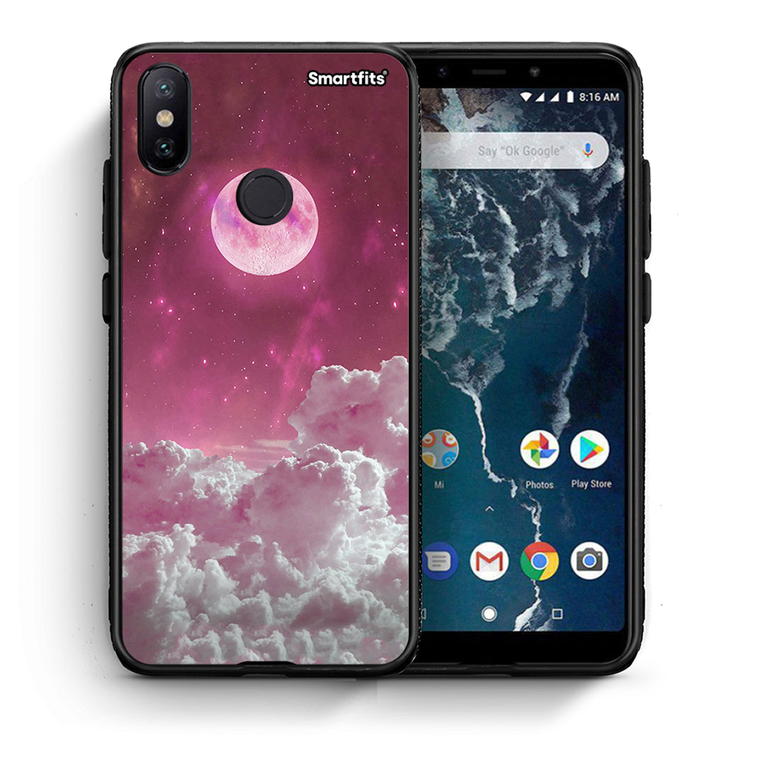 Θήκη Xiaomi Mi A2 Pink Moon από τη Smartfits με σχέδιο στο πίσω μέρος και μαύρο περίβλημα | Xiaomi Mi A2 Pink Moon case with colorful back and black bezels