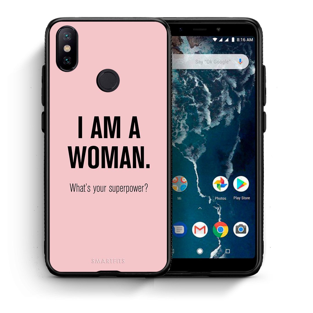 Θήκη Xiaomi Mi A2 Superpower Woman από τη Smartfits με σχέδιο στο πίσω μέρος και μαύρο περίβλημα | Xiaomi Mi A2 Superpower Woman case with colorful back and black bezels