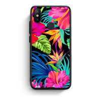Thumbnail for Xiaomi Mi A2 Tropical Flowers θήκη από τη Smartfits με σχέδιο στο πίσω μέρος και μαύρο περίβλημα | Smartphone case with colorful back and black bezels by Smartfits
