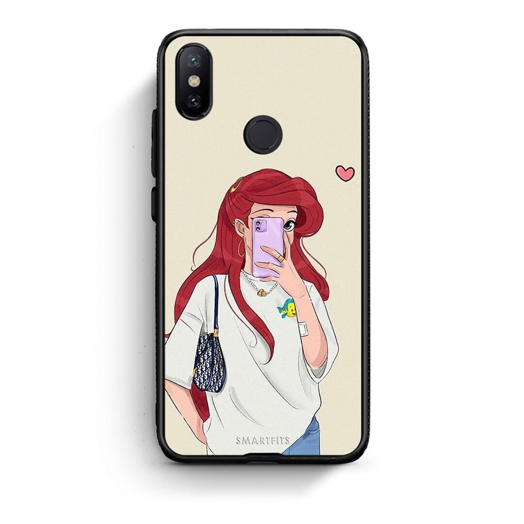 Xiaomi Mi A2 Walking Mermaid Θήκη από τη Smartfits με σχέδιο στο πίσω μέρος και μαύρο περίβλημα | Smartphone case with colorful back and black bezels by Smartfits