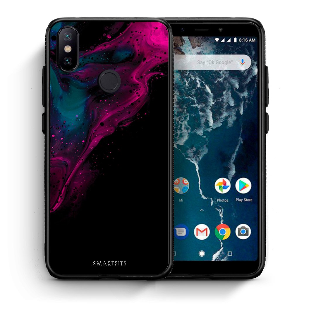 Θήκη Xiaomi Mi A2 Pink Black Watercolor από τη Smartfits με σχέδιο στο πίσω μέρος και μαύρο περίβλημα | Xiaomi Mi A2 Pink Black Watercolor case with colorful back and black bezels