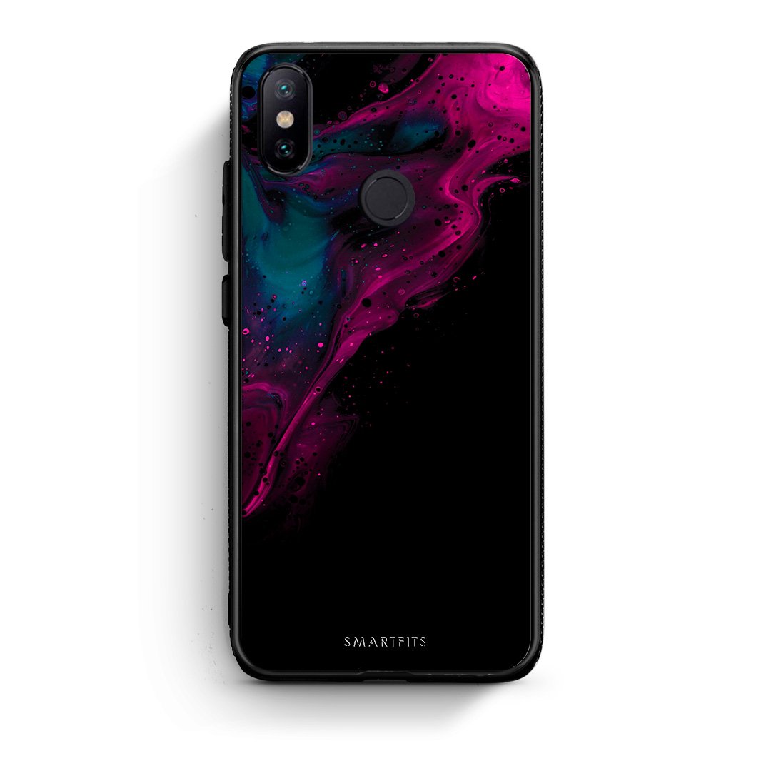 4 - Xiaomi Mi A2 Pink Black Watercolor case, cover, bumper