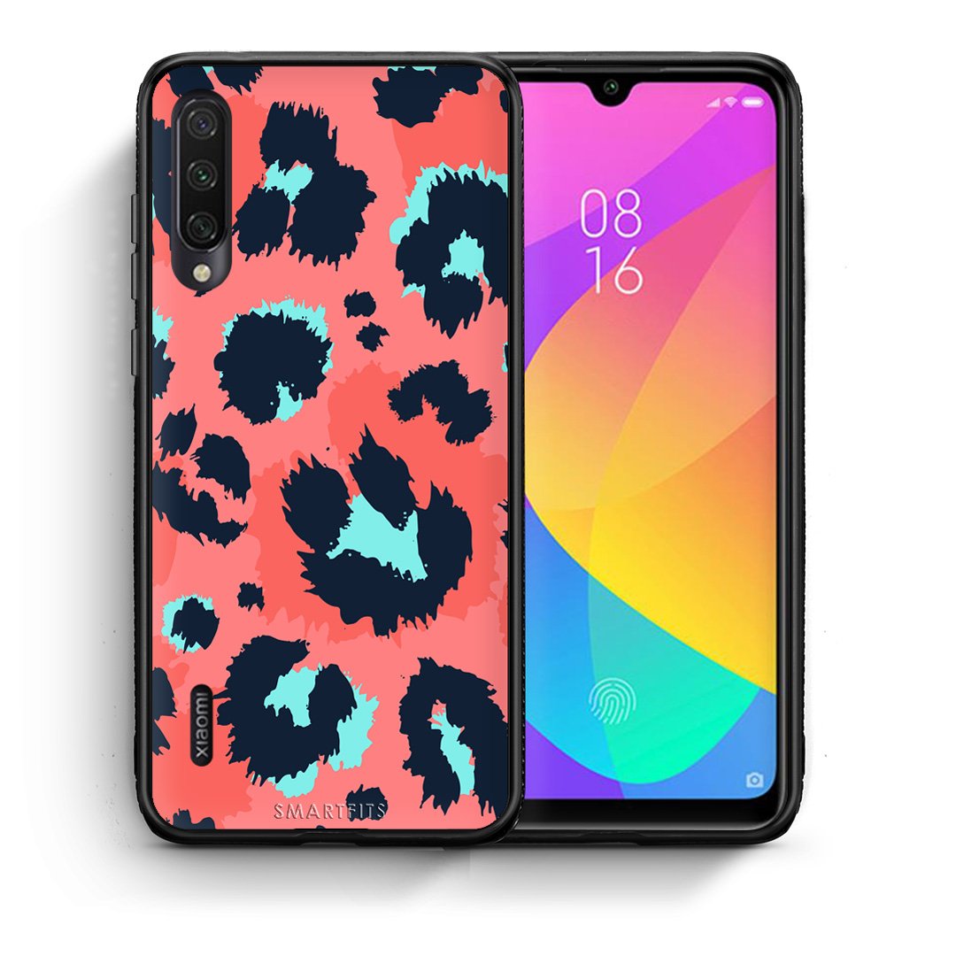 Θήκη Xiaomi Mi A3 Pink Leopard Animal από τη Smartfits με σχέδιο στο πίσω μέρος και μαύρο περίβλημα | Xiaomi Mi A3 Pink Leopard Animal case with colorful back and black bezels