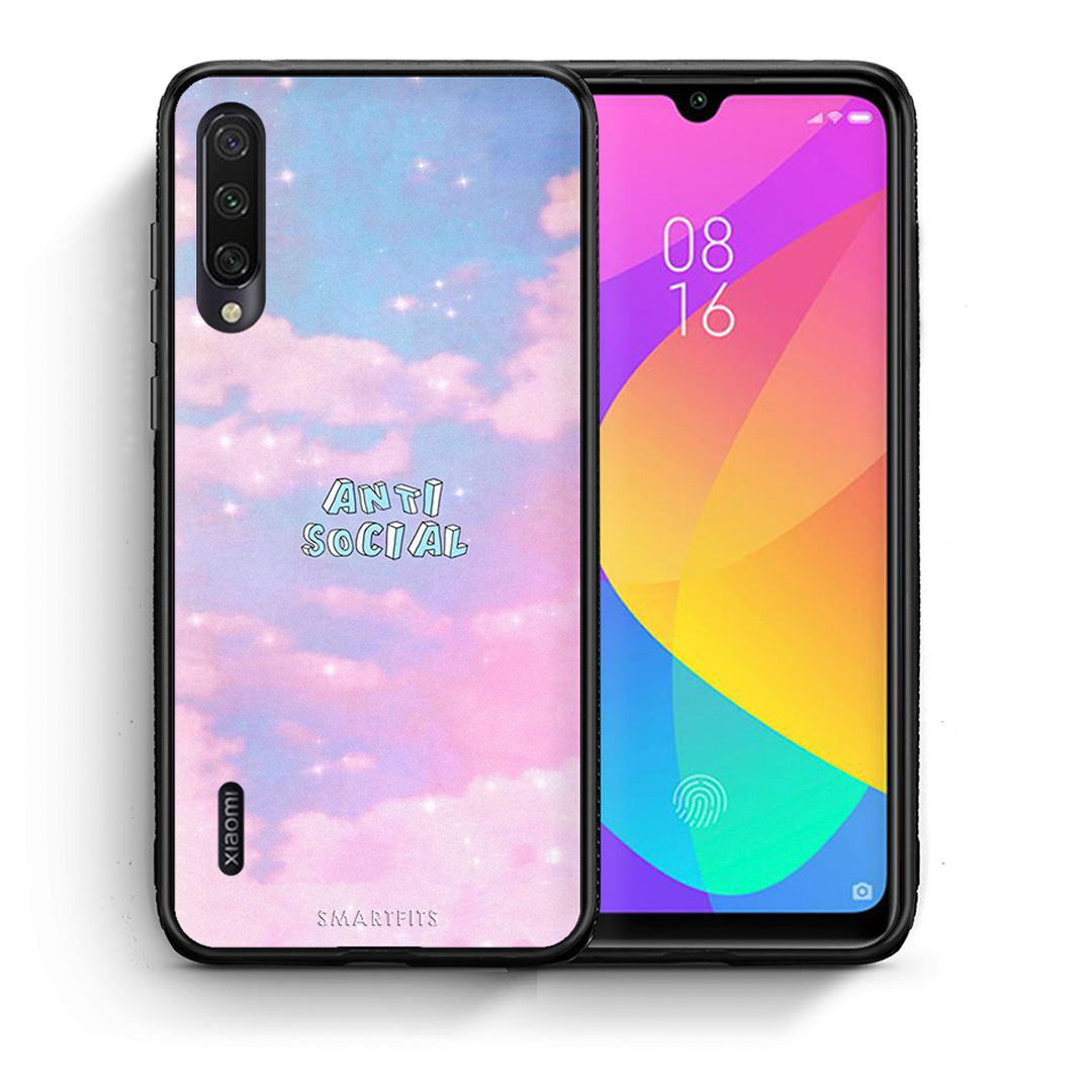 Θήκη Αγίου Βαλεντίνου Xiaomi Mi A3 Anti Social από τη Smartfits με σχέδιο στο πίσω μέρος και μαύρο περίβλημα | Xiaomi Mi A3 Anti Social case with colorful back and black bezels