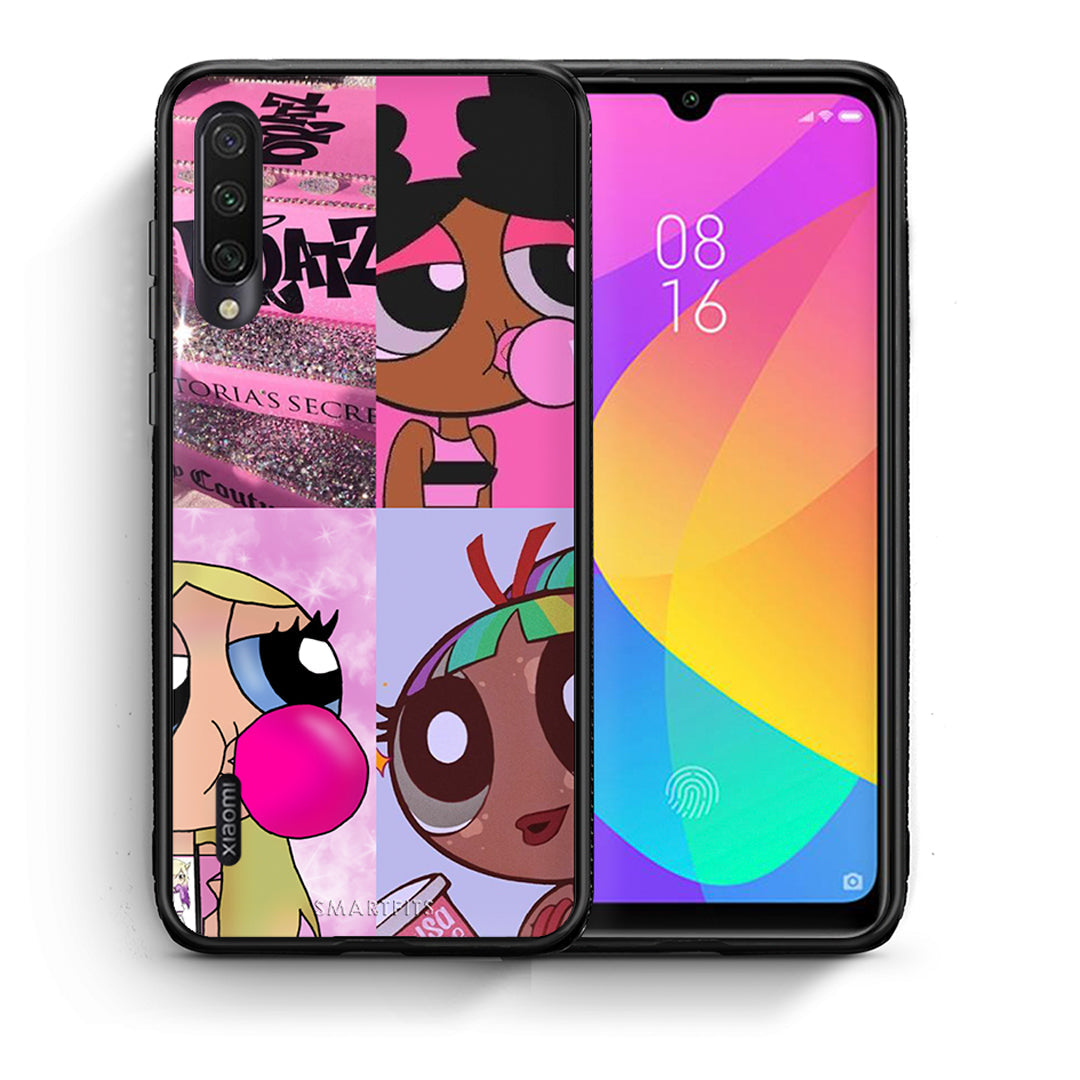 Θήκη Αγίου Βαλεντίνου Xiaomi Mi A3 Bubble Girls από τη Smartfits με σχέδιο στο πίσω μέρος και μαύρο περίβλημα | Xiaomi Mi A3 Bubble Girls case with colorful back and black bezels
