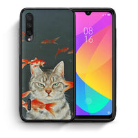 Thumbnail for Θήκη Xiaomi Mi A3 Cat Goldfish από τη Smartfits με σχέδιο στο πίσω μέρος και μαύρο περίβλημα | Xiaomi Mi A3 Cat Goldfish case with colorful back and black bezels