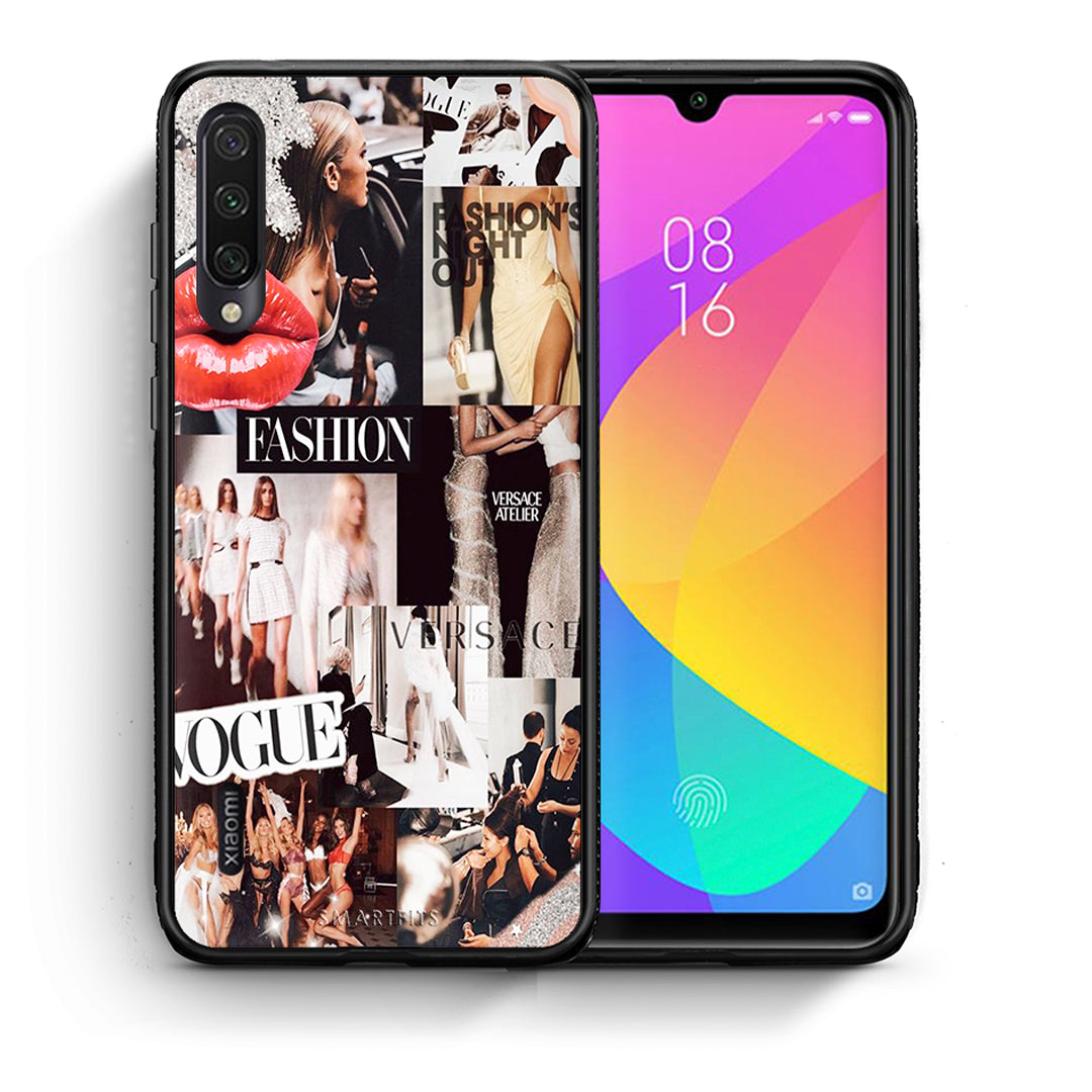 Θήκη Αγίου Βαλεντίνου Xiaomi Mi A3 Collage Fashion από τη Smartfits με σχέδιο στο πίσω μέρος και μαύρο περίβλημα | Xiaomi Mi A3 Collage Fashion case with colorful back and black bezels