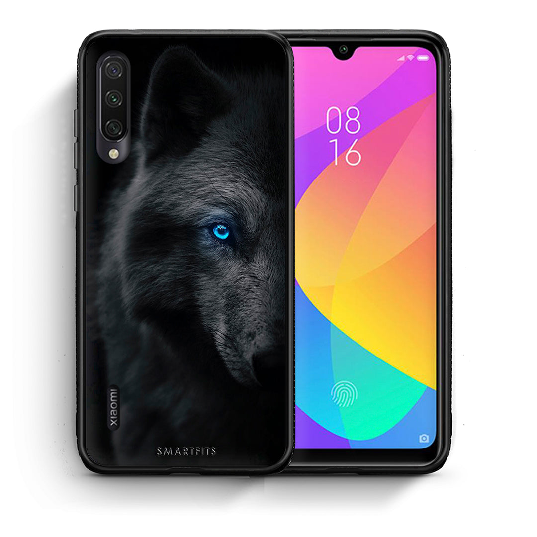 Θήκη Xiaomi Mi A3 Dark Wolf από τη Smartfits με σχέδιο στο πίσω μέρος και μαύρο περίβλημα | Xiaomi Mi A3 Dark Wolf case with colorful back and black bezels