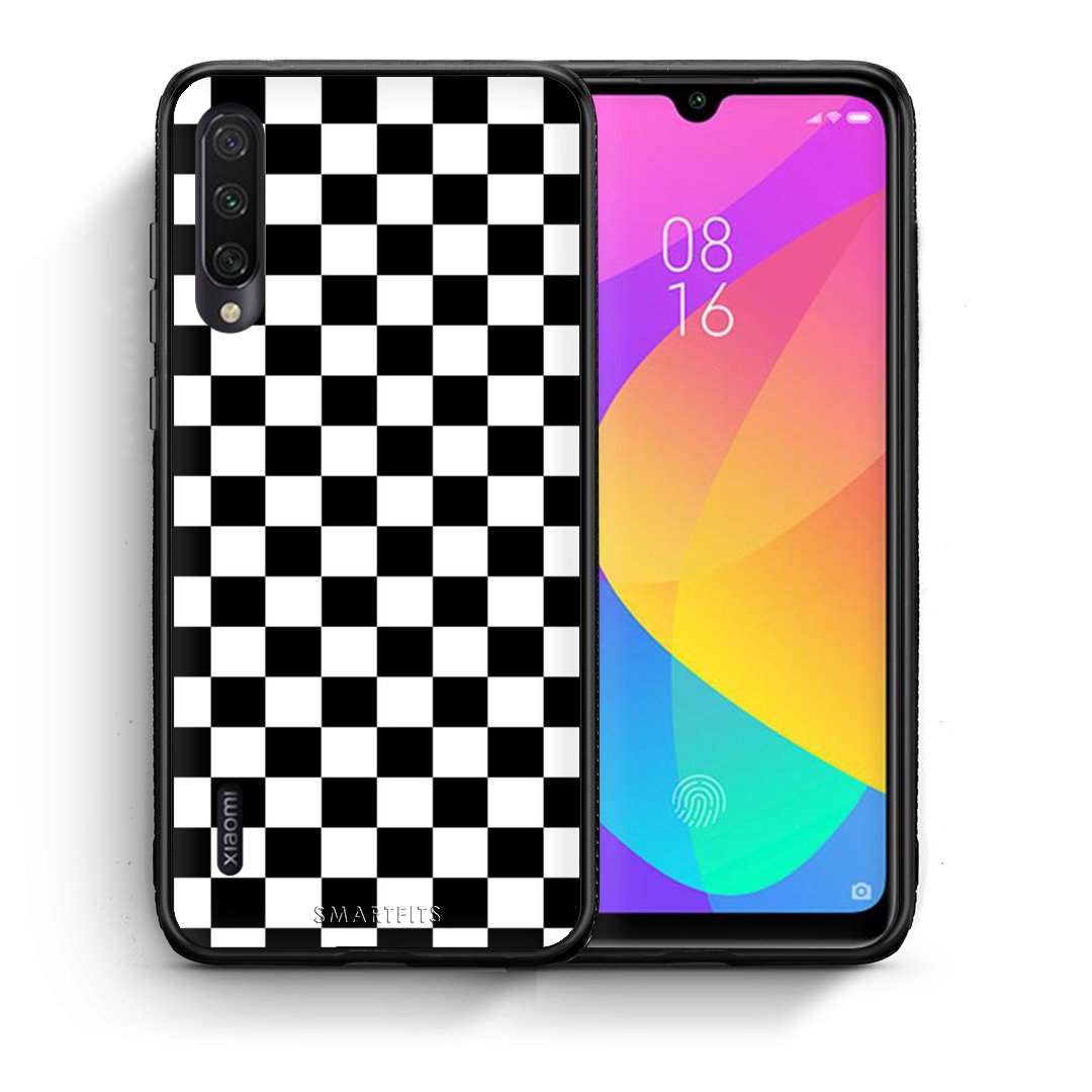 Θήκη Xiaomi Mi A3 Squares Geometric από τη Smartfits με σχέδιο στο πίσω μέρος και μαύρο περίβλημα | Xiaomi Mi A3 Squares Geometric case with colorful back and black bezels