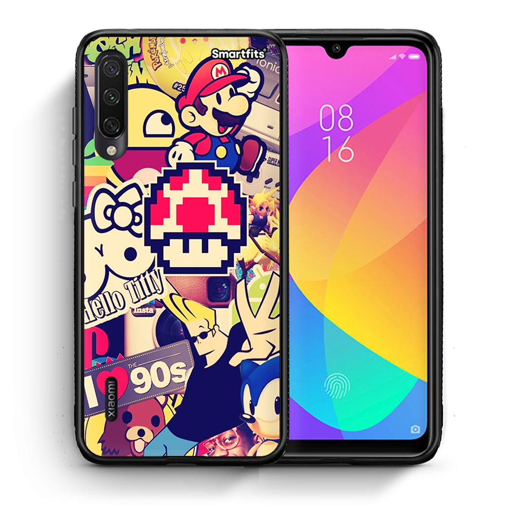 Θήκη Xiaomi Mi A3 Love The 90s από τη Smartfits με σχέδιο στο πίσω μέρος και μαύρο περίβλημα | Xiaomi Mi A3 Love The 90s case with colorful back and black bezels