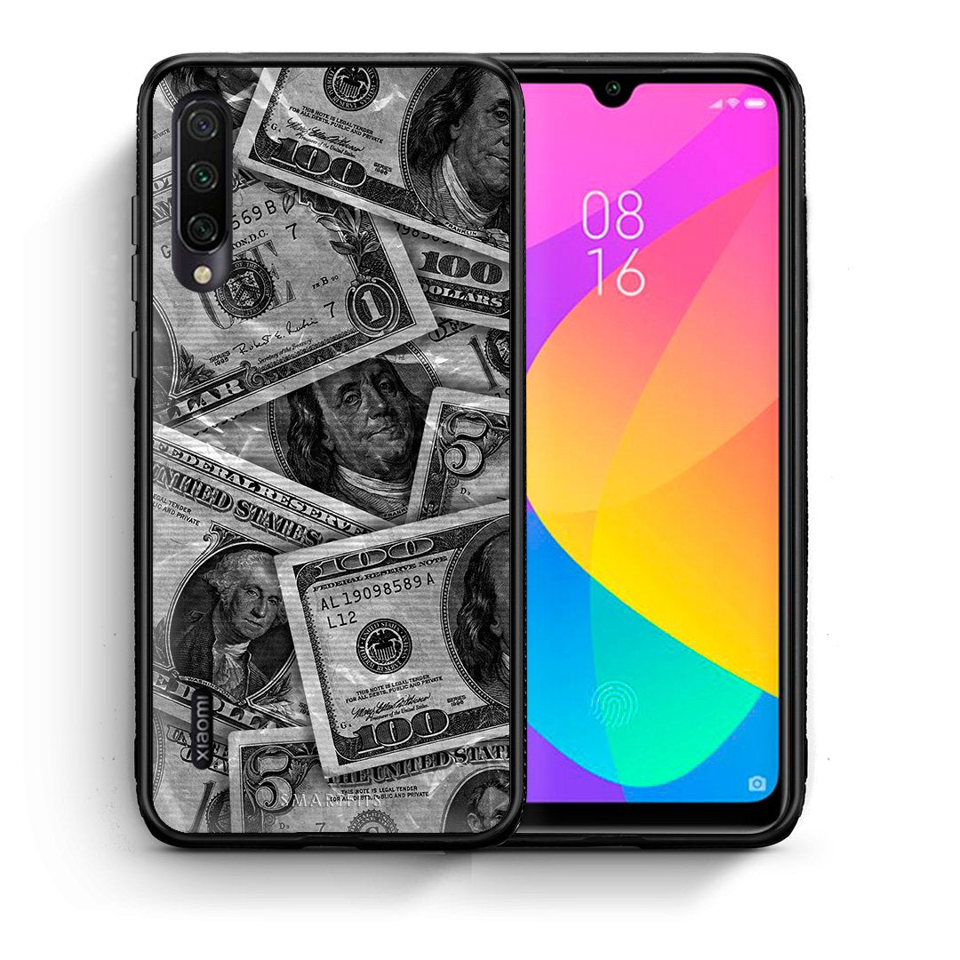 Θήκη Xiaomi Mi A3 Money Dollars από τη Smartfits με σχέδιο στο πίσω μέρος και μαύρο περίβλημα | Xiaomi Mi A3 Money Dollars case with colorful back and black bezels