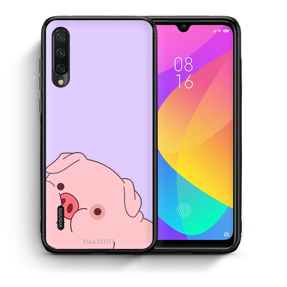 Θήκη Αγίου Βαλεντίνου Xiaomi Mi A3 Pig Love 2 από τη Smartfits με σχέδιο στο πίσω μέρος και μαύρο περίβλημα | Xiaomi Mi A3 Pig Love 2 case with colorful back and black bezels