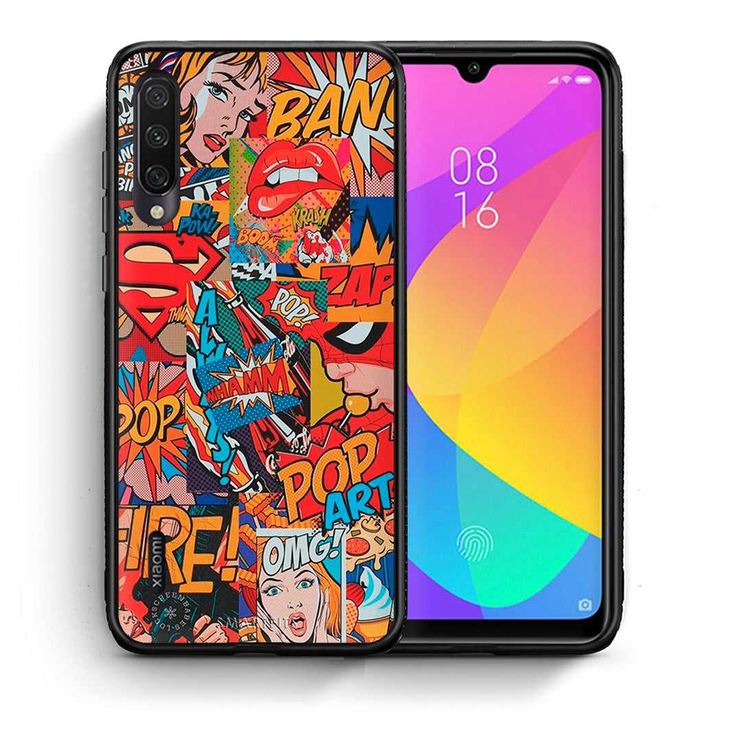 Θήκη Xiaomi Mi A3 PopArt OMG από τη Smartfits με σχέδιο στο πίσω μέρος και μαύρο περίβλημα | Xiaomi Mi A3 PopArt OMG case with colorful back and black bezels