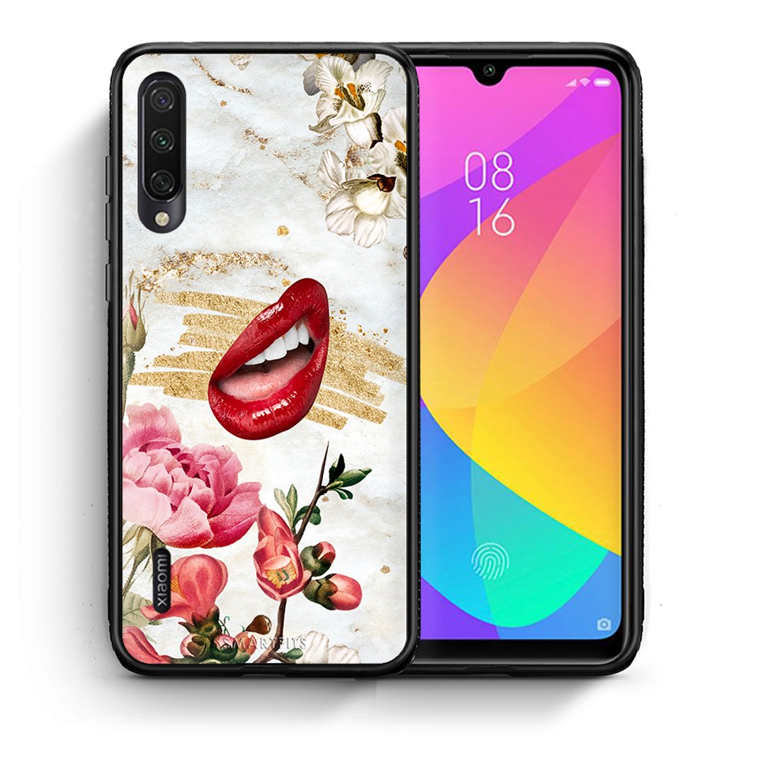 Θήκη Xiaomi Mi A3 Red Lips από τη Smartfits με σχέδιο στο πίσω μέρος και μαύρο περίβλημα | Xiaomi Mi A3 Red Lips case with colorful back and black bezels