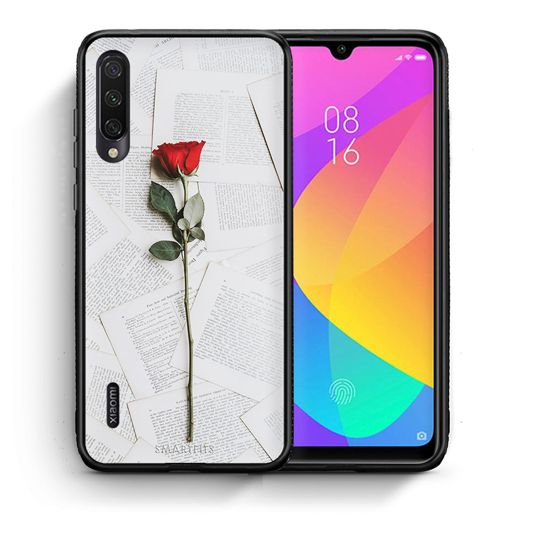 Θήκη Xiaomi Mi A3 Red Rose από τη Smartfits με σχέδιο στο πίσω μέρος και μαύρο περίβλημα | Xiaomi Mi A3 Red Rose case with colorful back and black bezels