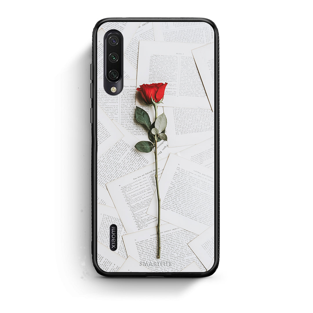 Xiaomi Mi A3 Red Rose θήκη από τη Smartfits με σχέδιο στο πίσω μέρος και μαύρο περίβλημα | Smartphone case with colorful back and black bezels by Smartfits