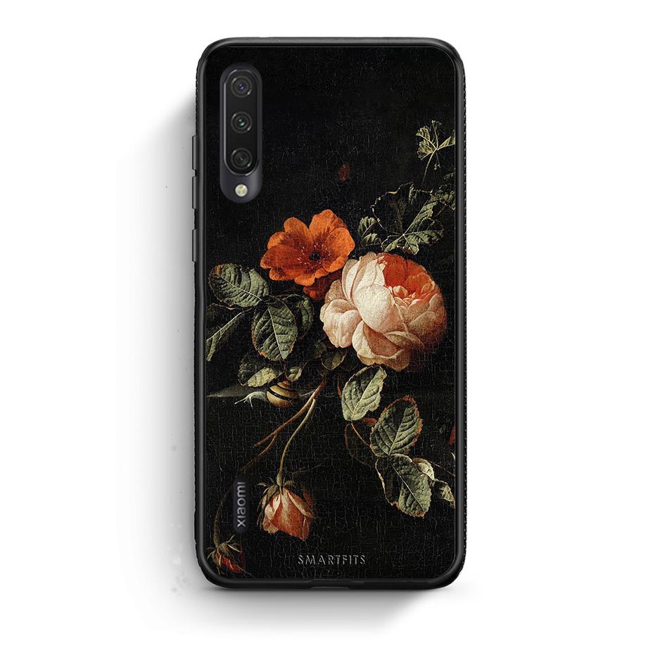 Xiaomi Mi A3 Vintage Roses θήκη από τη Smartfits με σχέδιο στο πίσω μέρος και μαύρο περίβλημα | Smartphone case with colorful back and black bezels by Smartfits