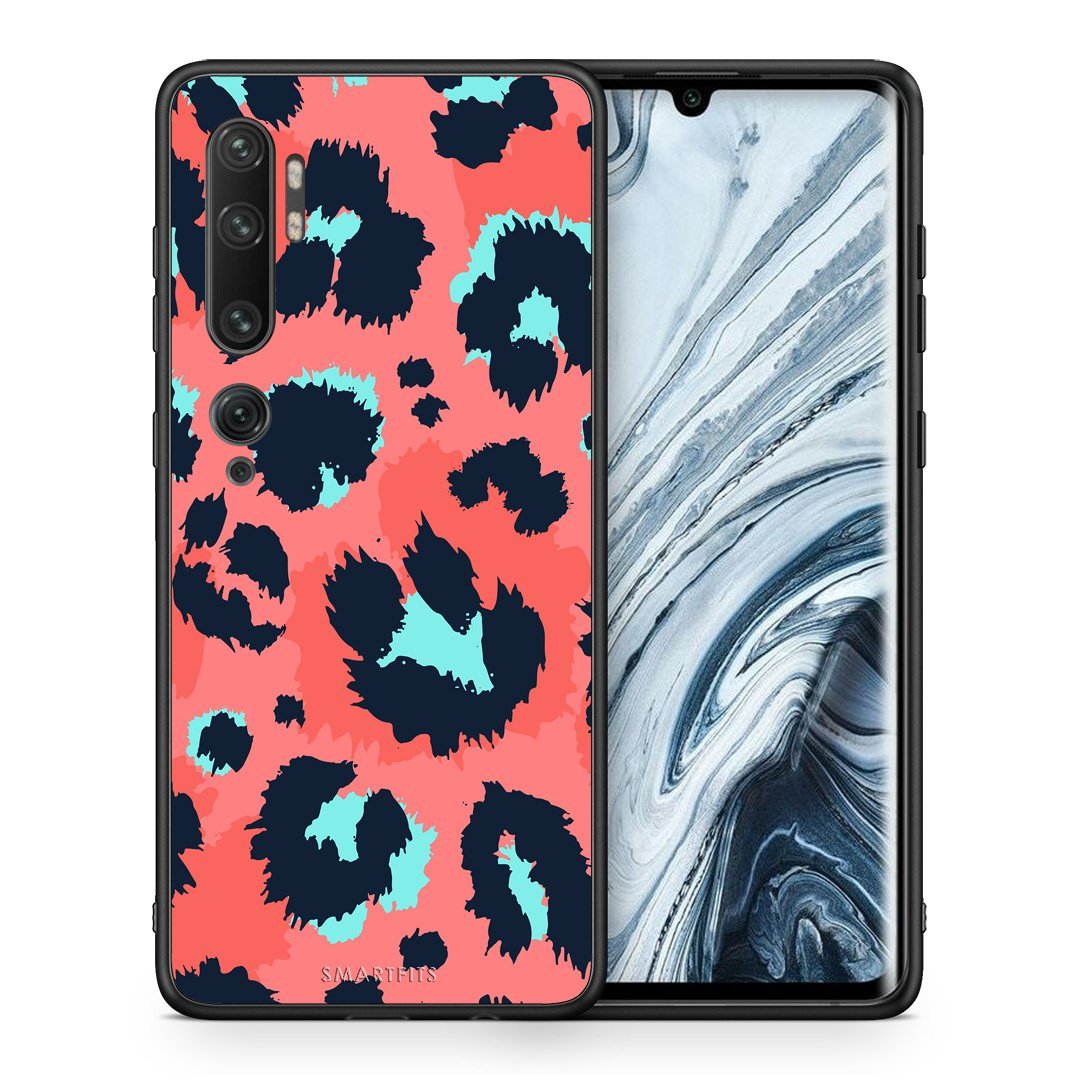 Θήκη Xiaomi Mi Note 10 Pro Pink Leopard Animal από τη Smartfits με σχέδιο στο πίσω μέρος και μαύρο περίβλημα | Xiaomi Mi Note 10 Pro Pink Leopard Animal case with colorful back and black bezels