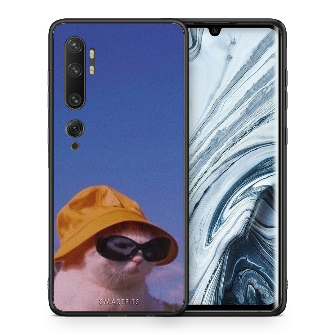 Θήκη Xiaomi Mi Note 10 Pro Cat Diva από τη Smartfits με σχέδιο στο πίσω μέρος και μαύρο περίβλημα | Xiaomi Mi Note 10 Pro Cat Diva case with colorful back and black bezels