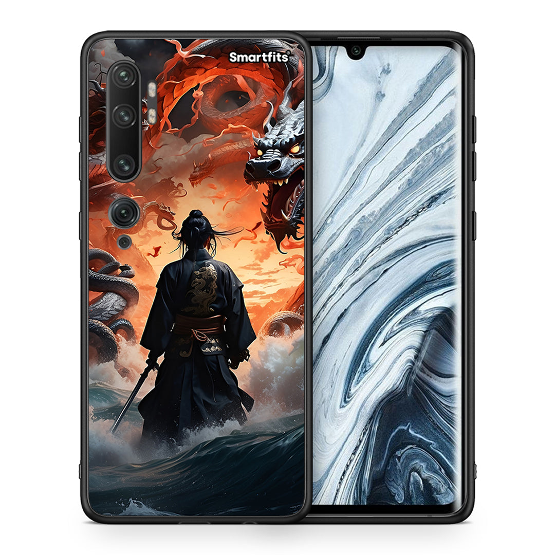 Θήκη Xiaomi Mi Note 10 Pro Dragons Fight από τη Smartfits με σχέδιο στο πίσω μέρος και μαύρο περίβλημα | Xiaomi Mi Note 10 Pro Dragons Fight case with colorful back and black bezels