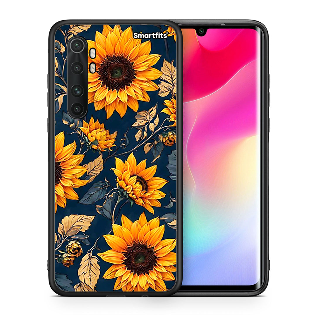 Θήκη Xiaomi Mi Note 10 Lite Autumn Sunflowers από τη Smartfits με σχέδιο στο πίσω μέρος και μαύρο περίβλημα | Xiaomi Mi Note 10 Lite Autumn Sunflowers case with colorful back and black bezels