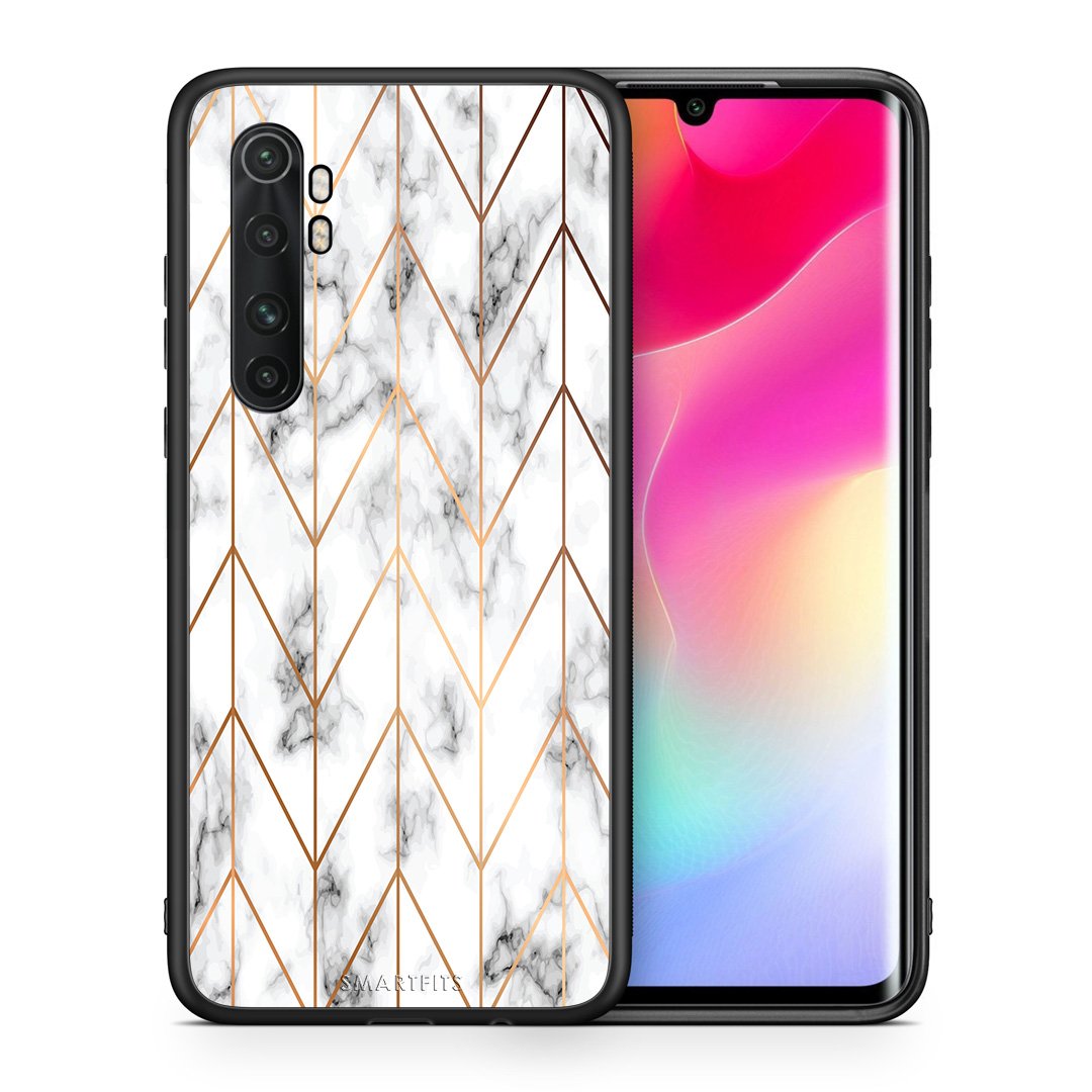 Θήκη Xiaomi Mi Note 10 Lite Gold Geometric Marble από τη Smartfits με σχέδιο στο πίσω μέρος και μαύρο περίβλημα | Xiaomi Mi Note 10 Lite Gold Geometric Marble case with colorful back and black bezels