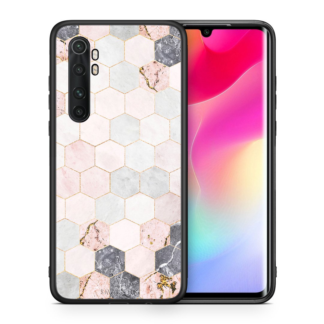 Θήκη Xiaomi Mi 10 Ultra Hexagon Pink Marble από τη Smartfits με σχέδιο στο πίσω μέρος και μαύρο περίβλημα | Xiaomi Mi 10 Ultra Hexagon Pink Marble case with colorful back and black bezels