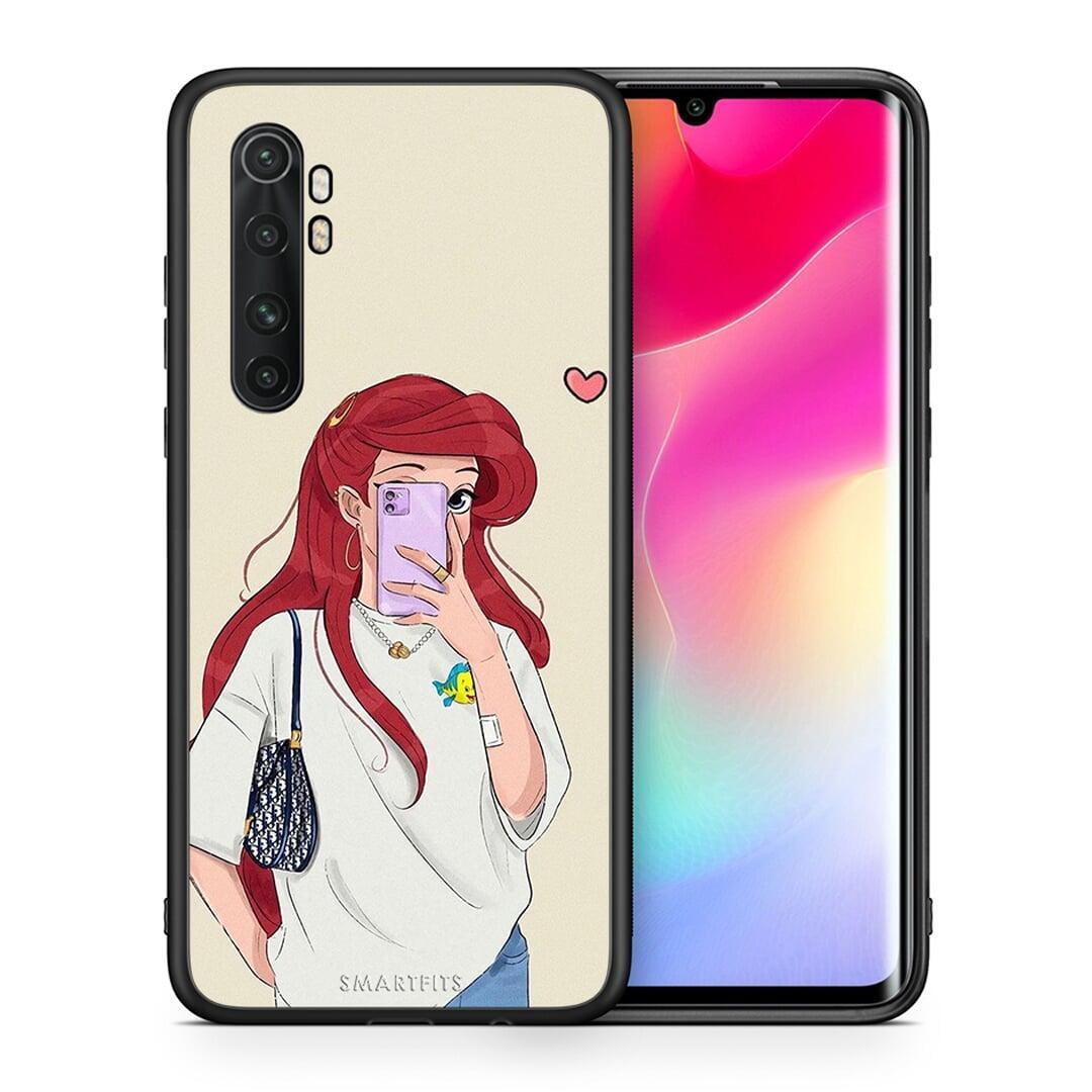 Θήκη Xiaomi Mi Note 10 Lite Walking Mermaid από τη Smartfits με σχέδιο στο πίσω μέρος και μαύρο περίβλημα | Xiaomi Mi Note 10 Lite Walking Mermaid case with colorful back and black bezels