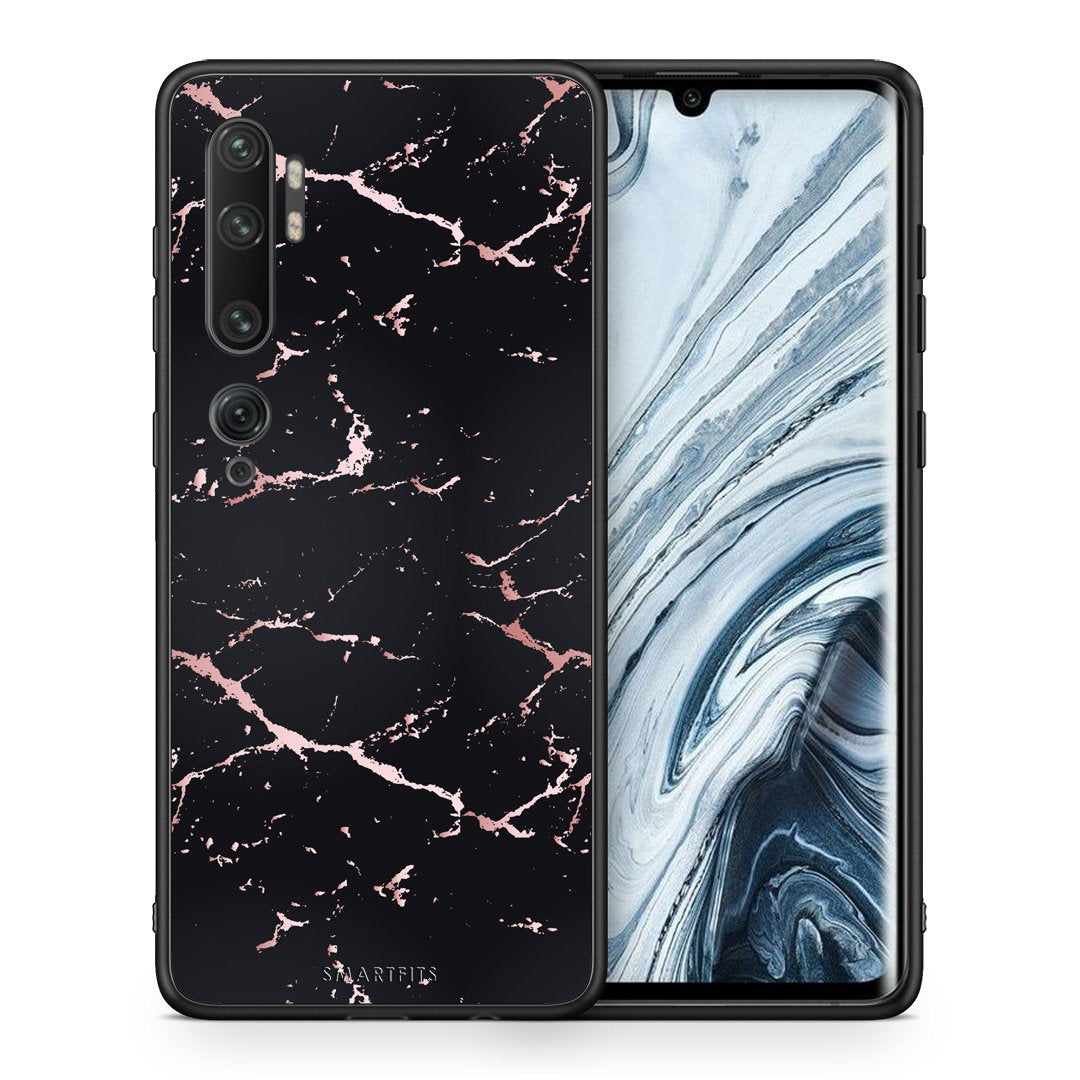 Θήκη Xiaomi Mi Note 10 Pro Black Rosegold Marble από τη Smartfits με σχέδιο στο πίσω μέρος και μαύρο περίβλημα | Xiaomi Mi Note 10 Pro Black Rosegold Marble case with colorful back and black bezels