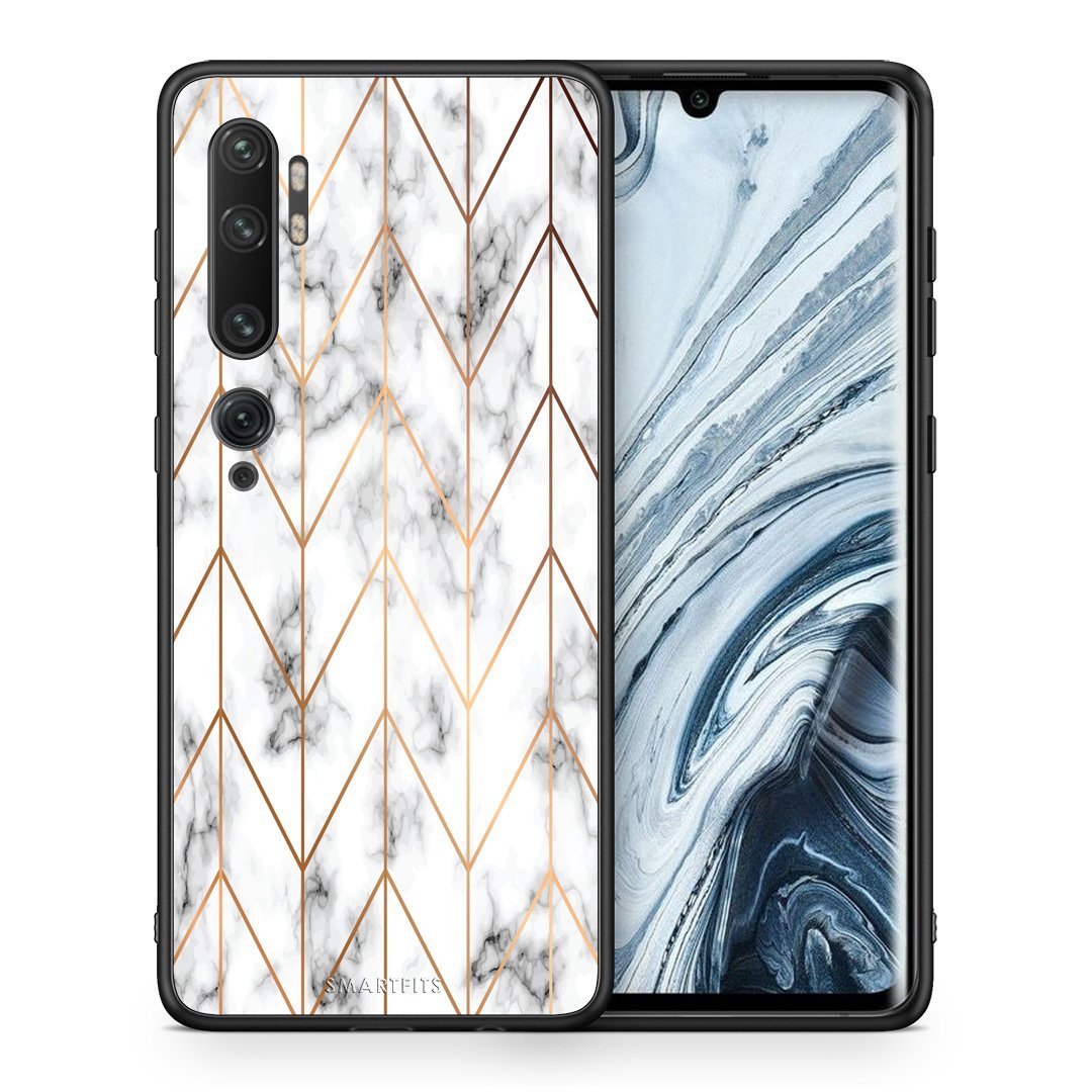 Θήκη Xiaomi Mi Note 10 Pro Gold Geometric Marble από τη Smartfits με σχέδιο στο πίσω μέρος και μαύρο περίβλημα | Xiaomi Mi Note 10 Pro Gold Geometric Marble case with colorful back and black bezels