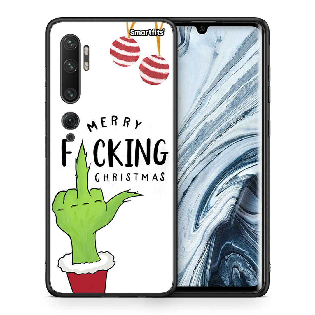 Θήκη Xiaomi Mi Note 10 Pro Merry F Xmas από τη Smartfits με σχέδιο στο πίσω μέρος και μαύρο περίβλημα | Xiaomi Mi Note 10 Pro Merry F Xmas case with colorful back and black bezels