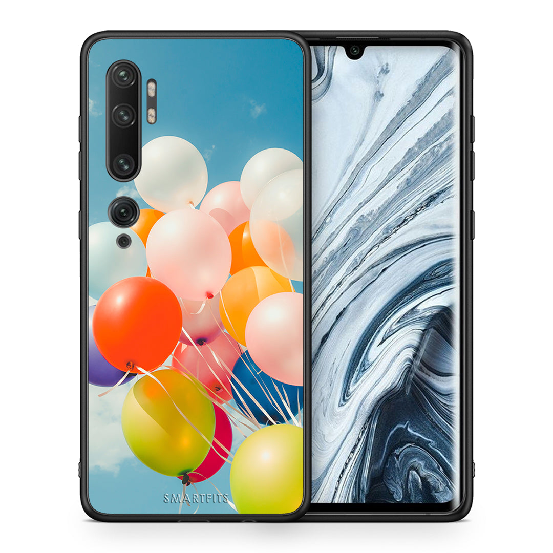 Θήκη Xiaomi Mi Note 10/10 Pro Colorful Balloons από τη Smartfits με σχέδιο στο πίσω μέρος και μαύρο περίβλημα | Xiaomi Mi Note 10/10 Pro Colorful Balloons case with colorful back and black bezels