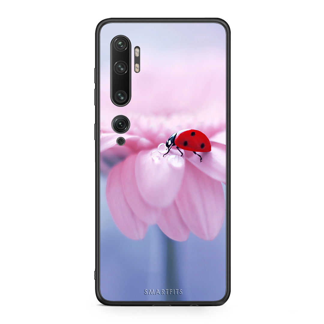 Xiaomi Mi Note 10/10 Pro Ladybug Flower θήκη από τη Smartfits με σχέδιο στο πίσω μέρος και μαύρο περίβλημα | Smartphone case with colorful back and black bezels by Smartfits