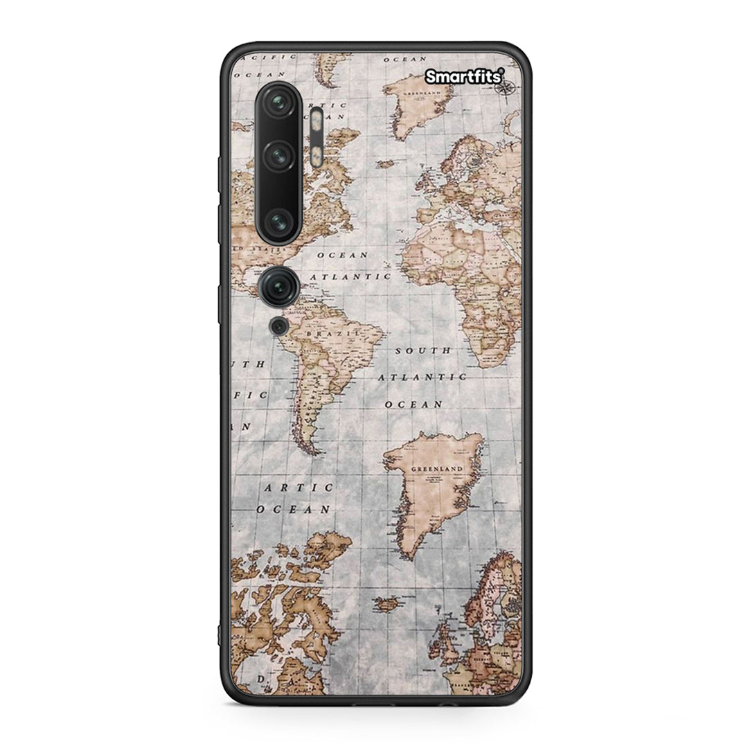 Xiaomi Mi Note 10 / 10 Pro World Map Θήκη από τη Smartfits με σχέδιο στο πίσω μέρος και μαύρο περίβλημα | Smartphone case with colorful back and black bezels by Smartfits