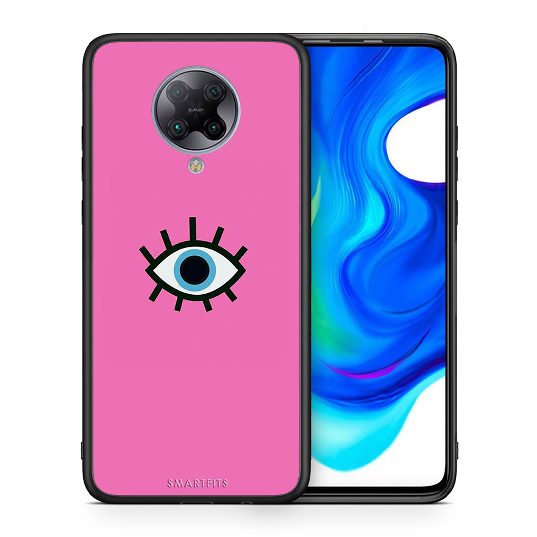 Θήκη Xiaomi Poco F2 Pro Blue Eye Pink από τη Smartfits με σχέδιο στο πίσω μέρος και μαύρο περίβλημα | Xiaomi Poco F2 Pro Blue Eye Pink case with colorful back and black bezels