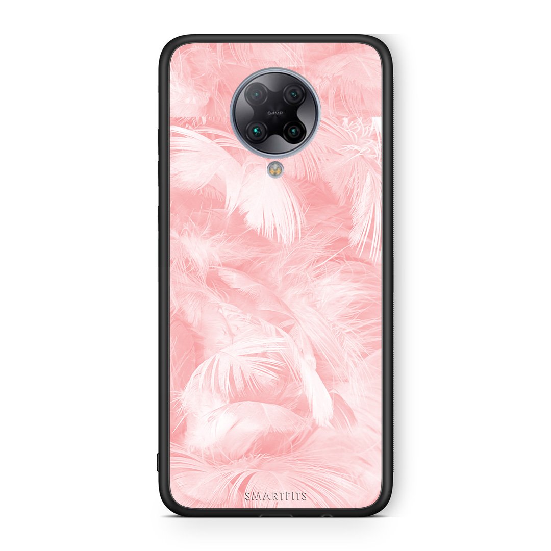 33 - Xiaomi Poco F2 Pro  Pink Feather Boho case, cover, bumper