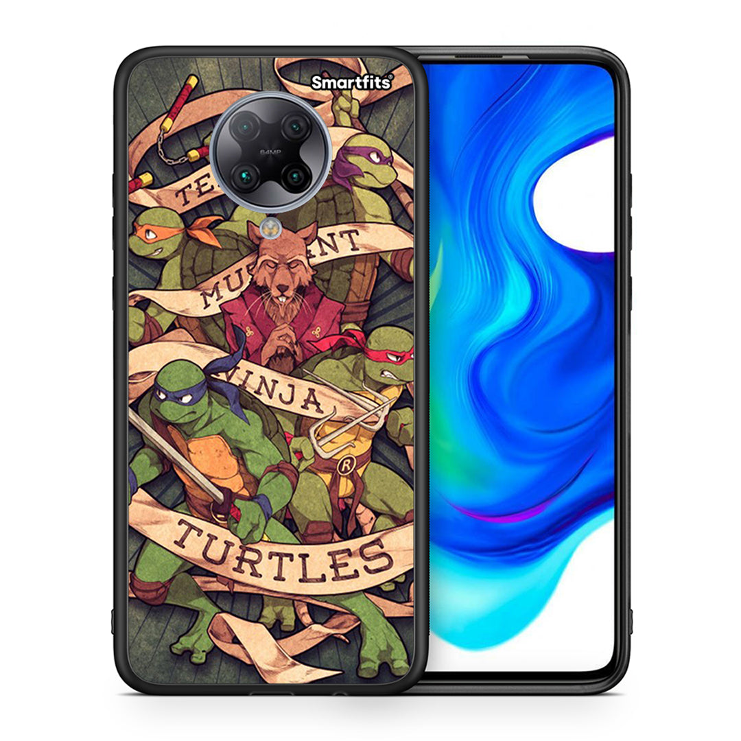 Θήκη Xiaomi Poco F2 Pro Ninja Turtles από τη Smartfits με σχέδιο στο πίσω μέρος και μαύρο περίβλημα | Xiaomi Poco F2 Pro Ninja Turtles case with colorful back and black bezels