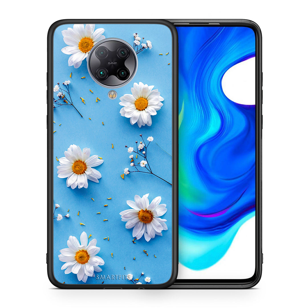 Θήκη Xiaomi Poco F2 Pro Real Daisies από τη Smartfits με σχέδιο στο πίσω μέρος και μαύρο περίβλημα | Xiaomi Poco F2 Pro Real Daisies case with colorful back and black bezels