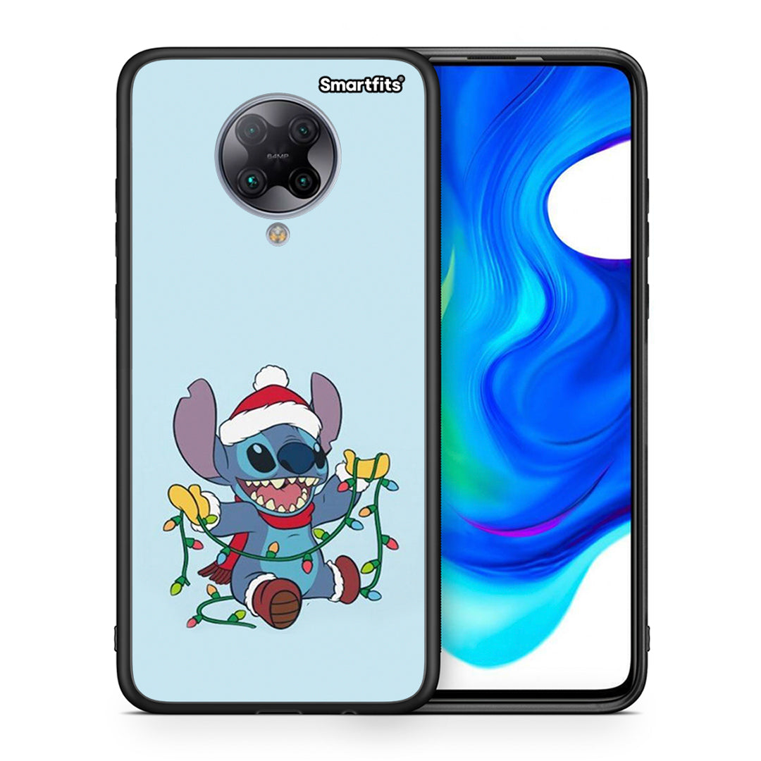 Θήκη Xiaomi Poco F2 Pro Santa Stich από τη Smartfits με σχέδιο στο πίσω μέρος και μαύρο περίβλημα | Xiaomi Poco F2 Pro Santa Stich case with colorful back and black bezels