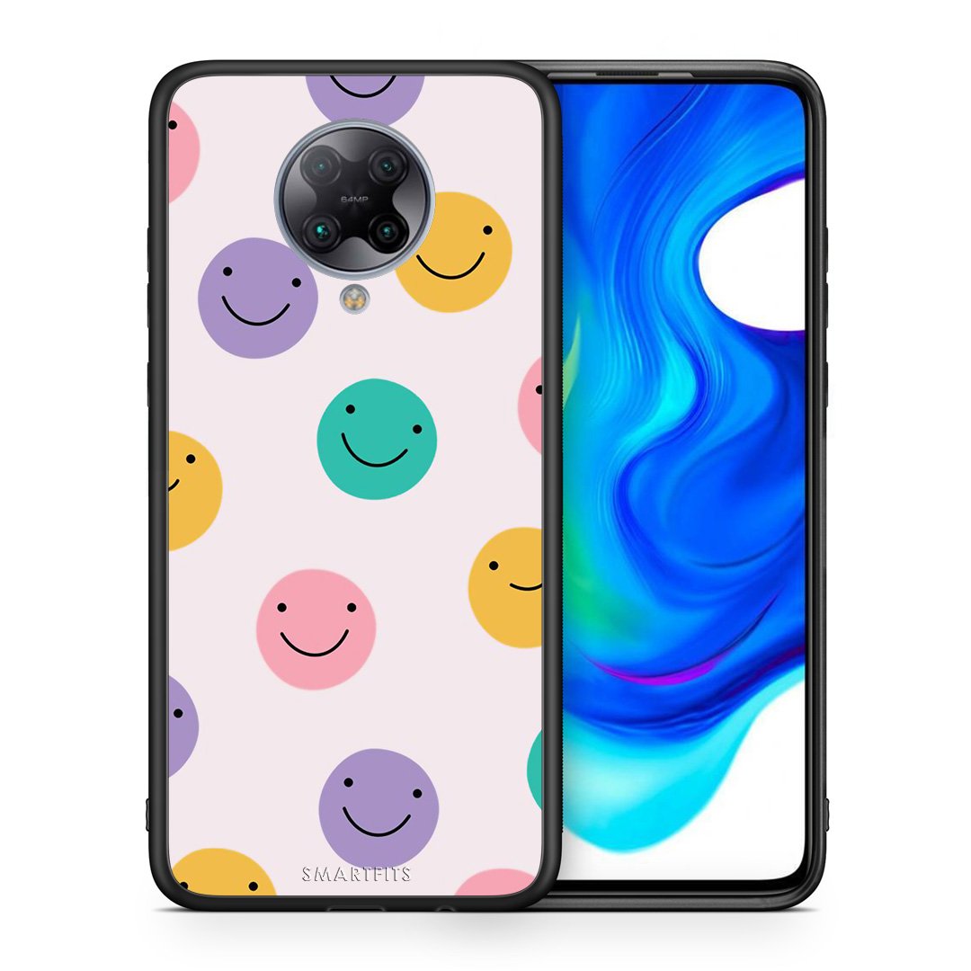 Θήκη Xiaomi Poco F2 Pro Smiley Faces από τη Smartfits με σχέδιο στο πίσω μέρος και μαύρο περίβλημα | Xiaomi Poco F2 Pro Smiley Faces case with colorful back and black bezels