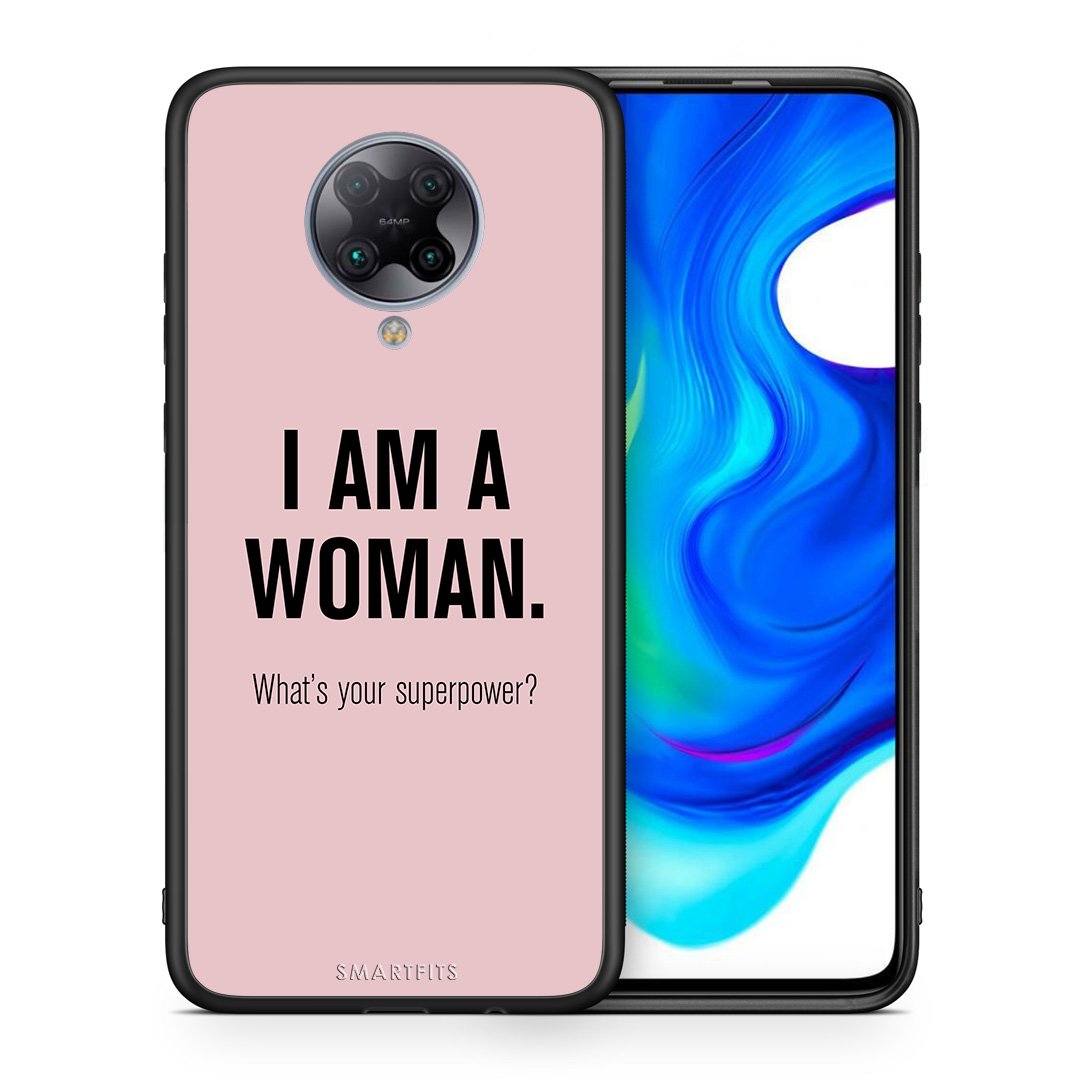 Θήκη Xiaomi Poco F2 Pro Superpower Woman από τη Smartfits με σχέδιο στο πίσω μέρος και μαύρο περίβλημα | Xiaomi Poco F2 Pro Superpower Woman case with colorful back and black bezels