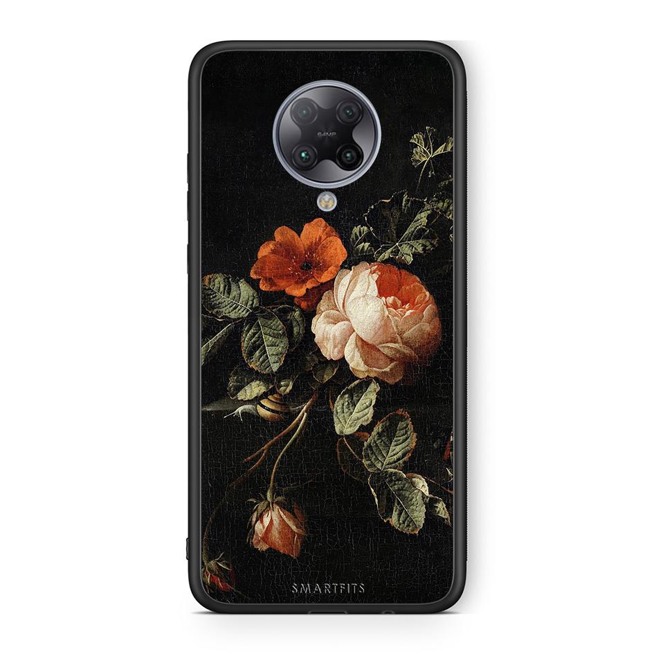 Xiaomi Poco F2 Pro Vintage Roses θήκη από τη Smartfits με σχέδιο στο πίσω μέρος και μαύρο περίβλημα | Smartphone case with colorful back and black bezels by Smartfits