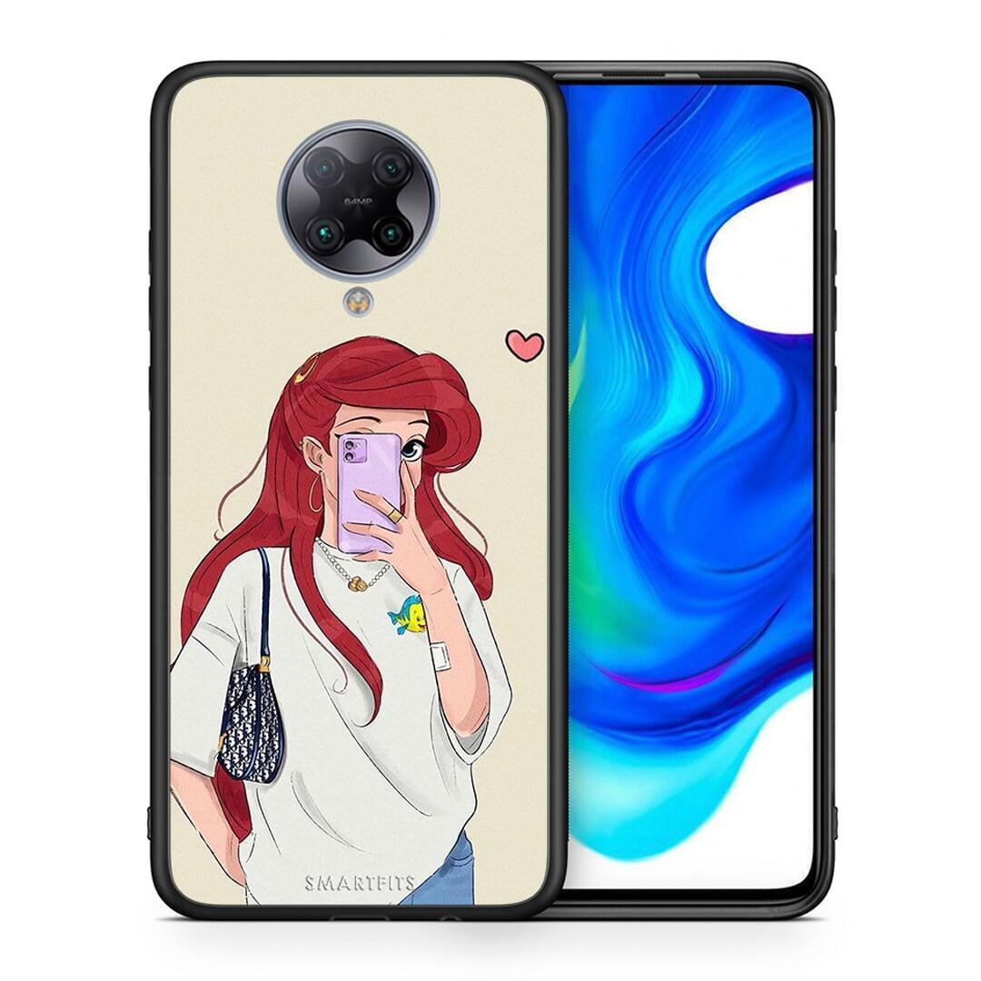 Θήκη Xiaomi Poco F2 Pro Walking Mermaid από τη Smartfits με σχέδιο στο πίσω μέρος και μαύρο περίβλημα | Xiaomi Poco F2 Pro Walking Mermaid case with colorful back and black bezels