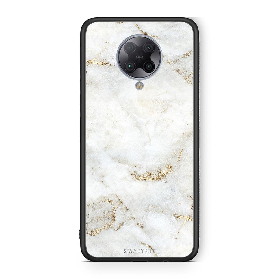 Xiaomi Poco F2 Pro White Gold Marble θήκη από τη Smartfits με σχέδιο στο πίσω μέρος και μαύρο περίβλημα | Smartphone case with colorful back and black bezels by Smartfits