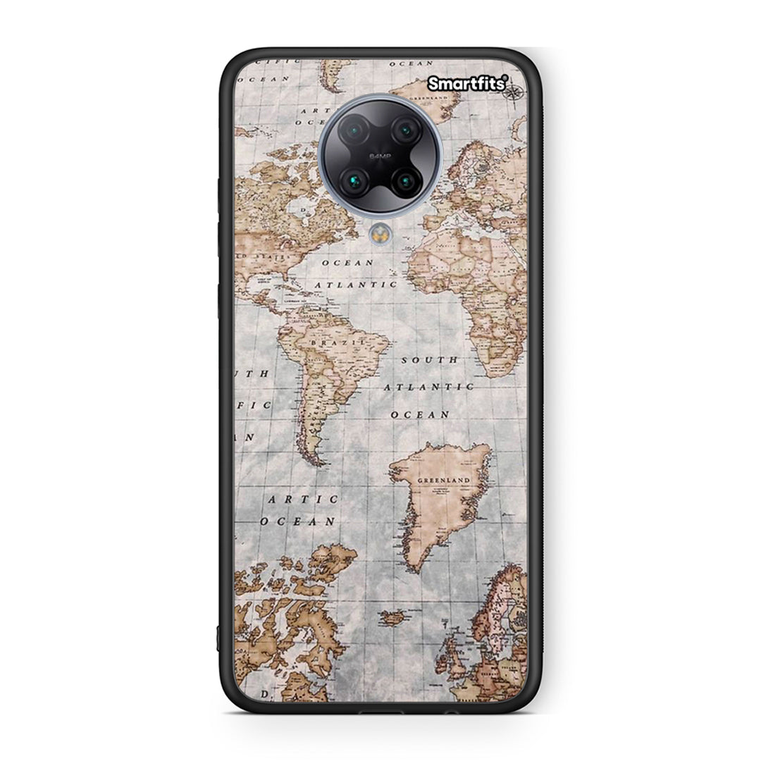 Xiaomi Poco F2 Pro World Map Θήκη από τη Smartfits με σχέδιο στο πίσω μέρος και μαύρο περίβλημα | Smartphone case with colorful back and black bezels by Smartfits