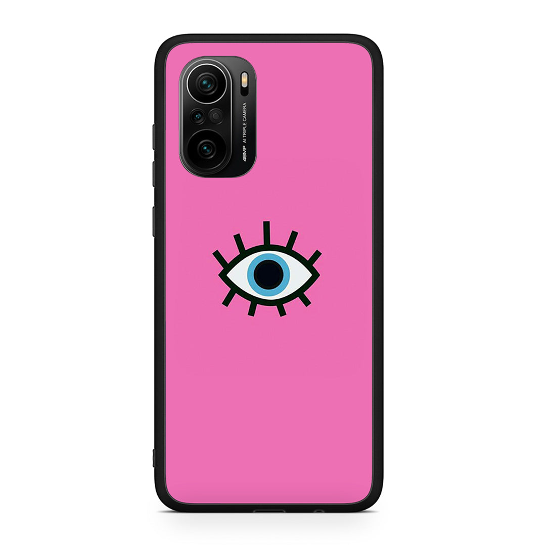 Xiaomi Poco F3 Blue Eye Pink θήκη από τη Smartfits με σχέδιο στο πίσω μέρος και μαύρο περίβλημα | Smartphone case with colorful back and black bezels by Smartfits